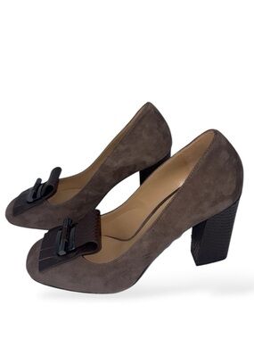 Michael Kors Gloria Kiltie Pump Shoes Chocolate Brown Suede Women’s 9